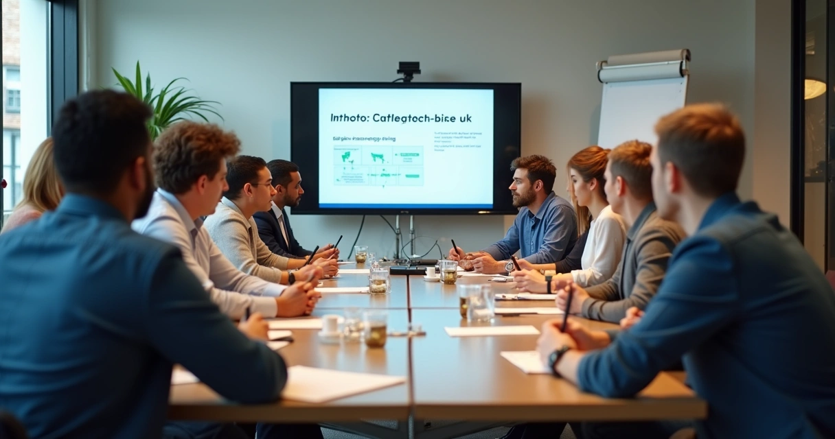 Team in a meeting room participating in bias awareness training 