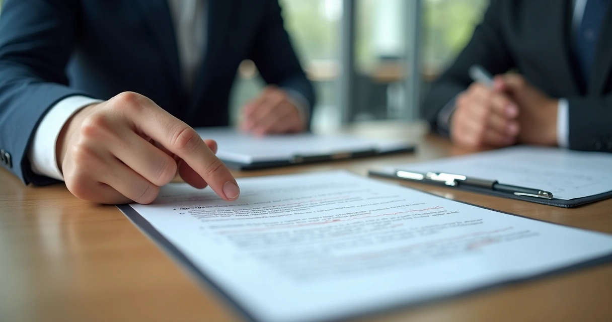 Manager reviewing employee notes at desk