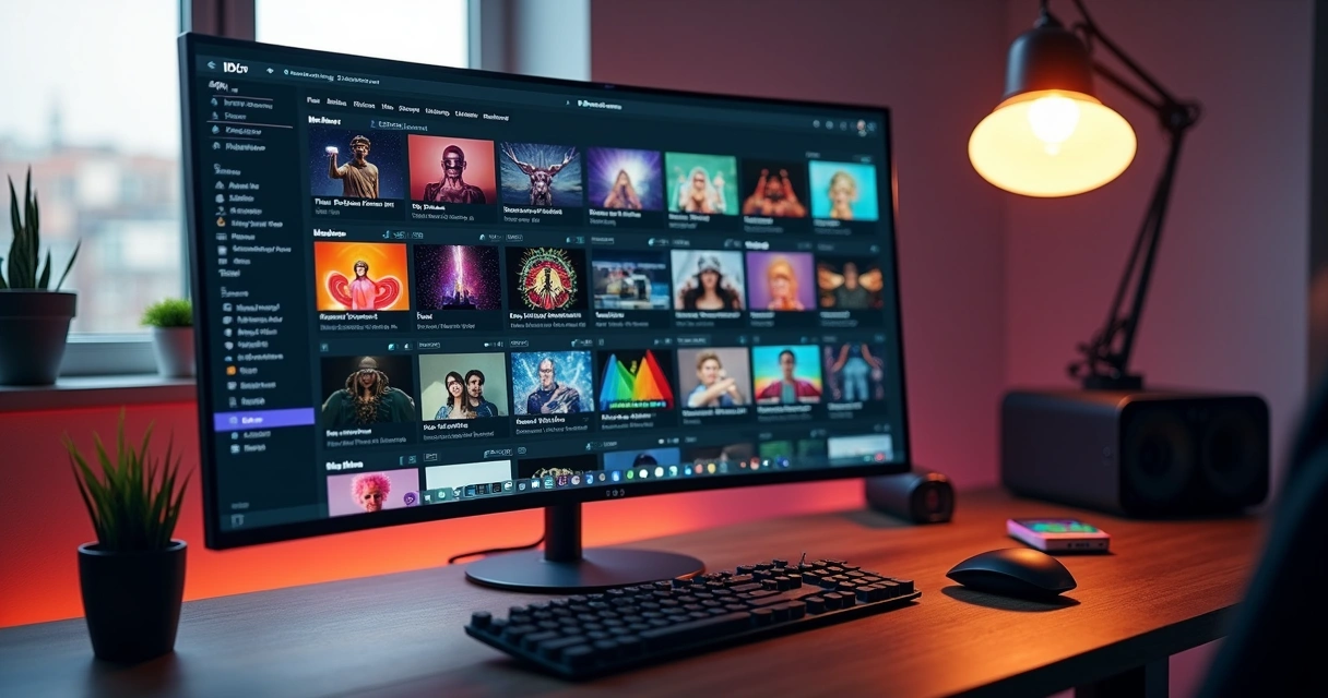 VDClip multimedia library screen showing available music, GIFs, and videos 