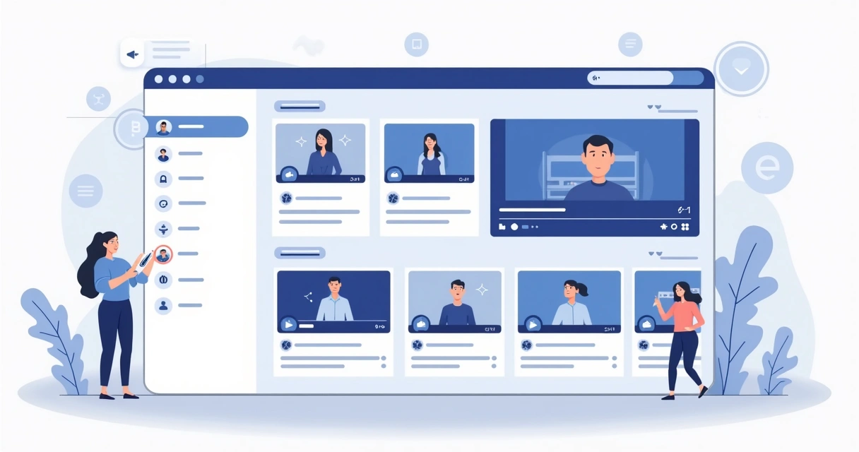 Painel de biblioteca de vídeos para cursos online 