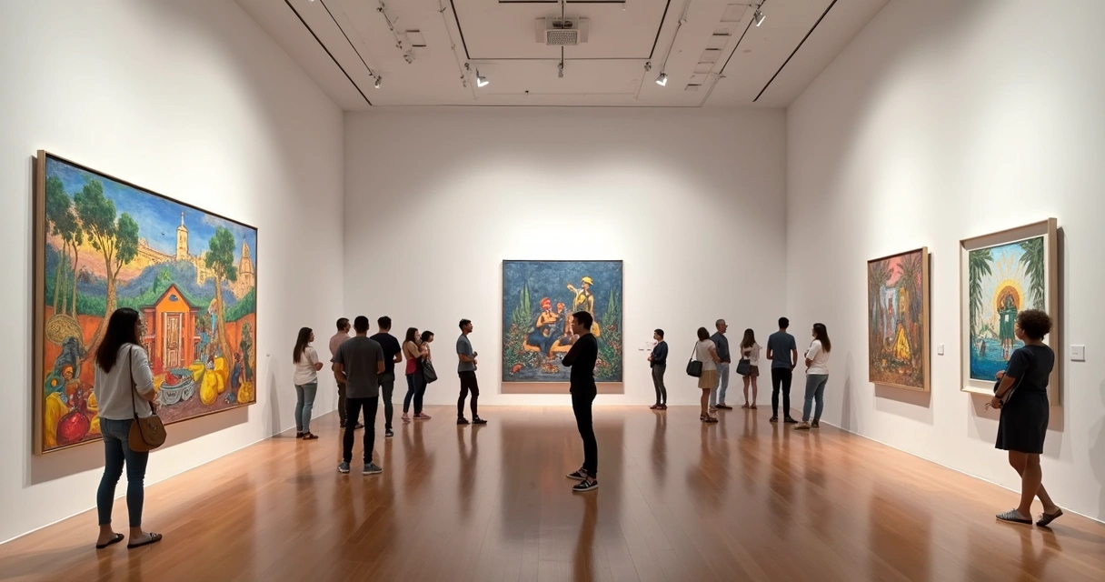 Obras de arte expostas em galeria na Bienal de São Paulo 