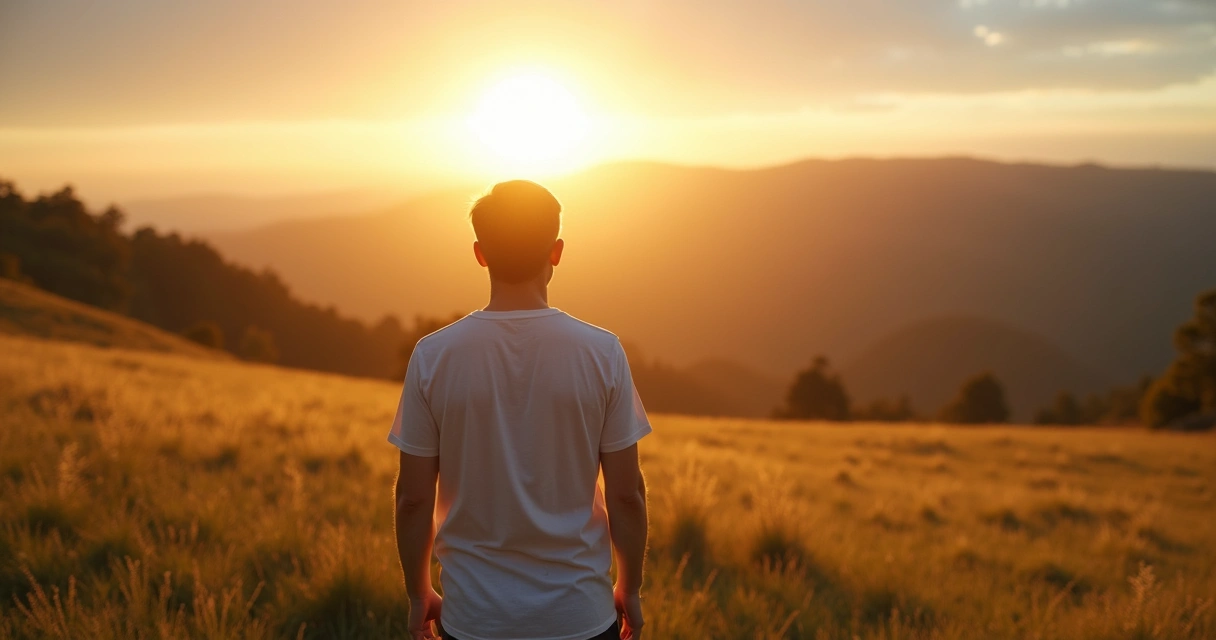 Persona mirando al horizonte en un espacio natural, transmitiendo serenidad y reflexionando