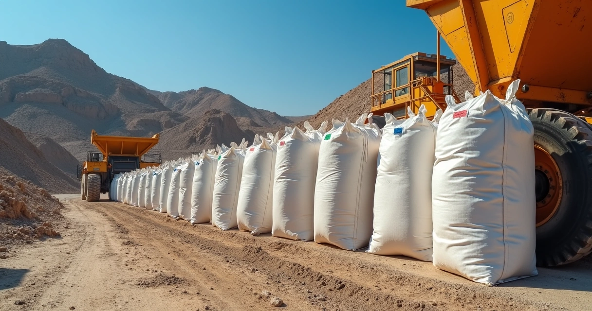 Big bags reforçados para mineração em área industrial 