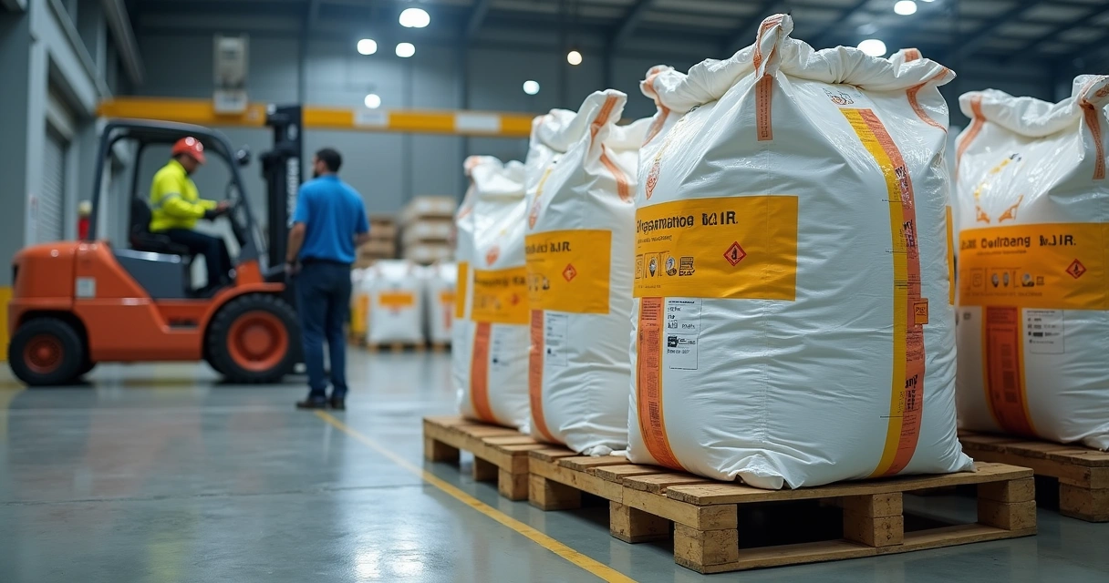 Big bags prontos para uso em área industrial 