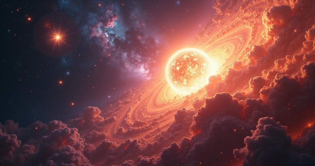 Universo logo após o Big Bang com estrela escura se formando 