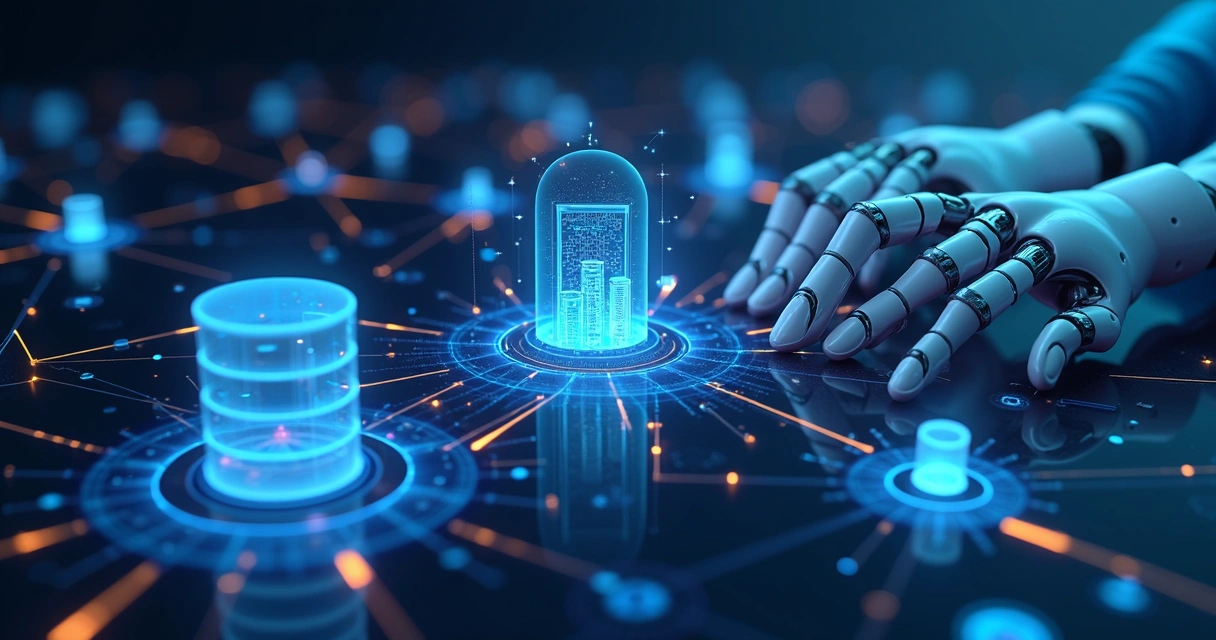Ícones interligados de big data, BI, e automação em ambiente digital 