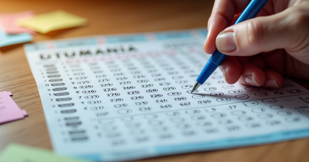 Pessoa marcando números em volante da Lotomania 