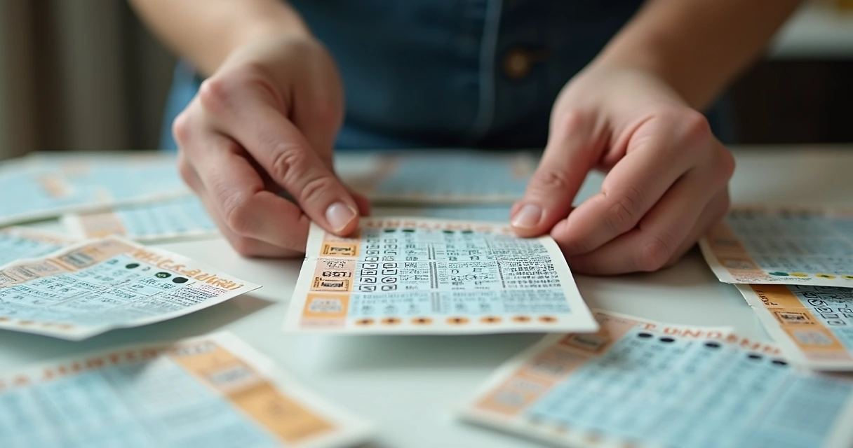 Mãos segurando bilhete da Mega-Sena 