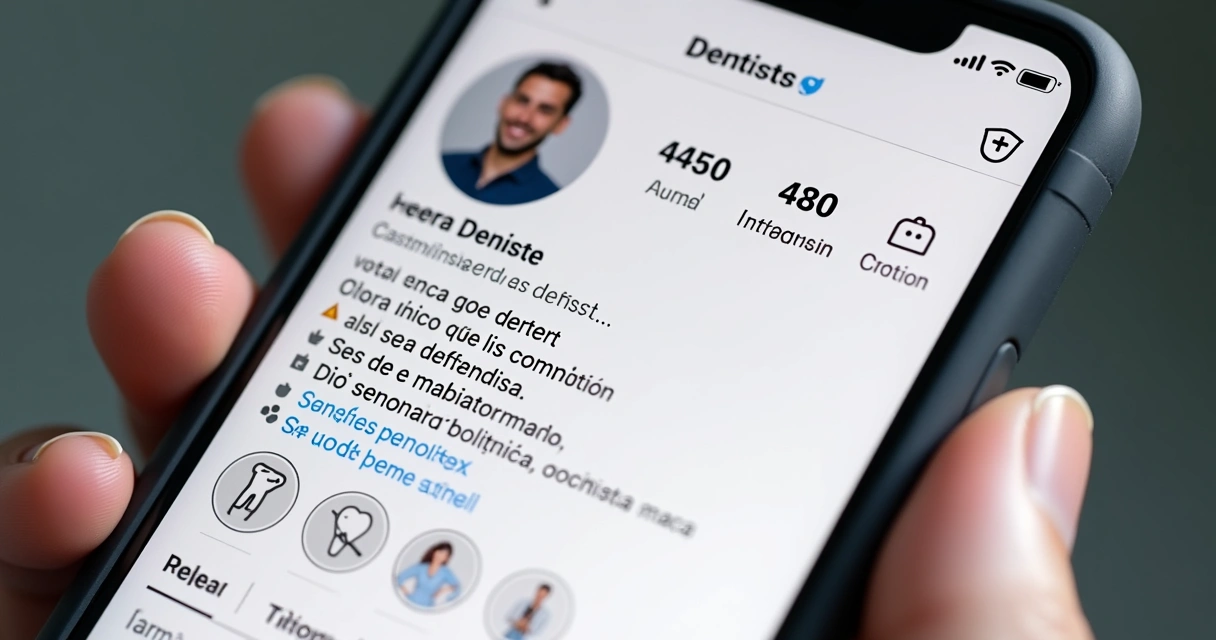 Bio de dentista no Instagram com emojis e chamada para ação