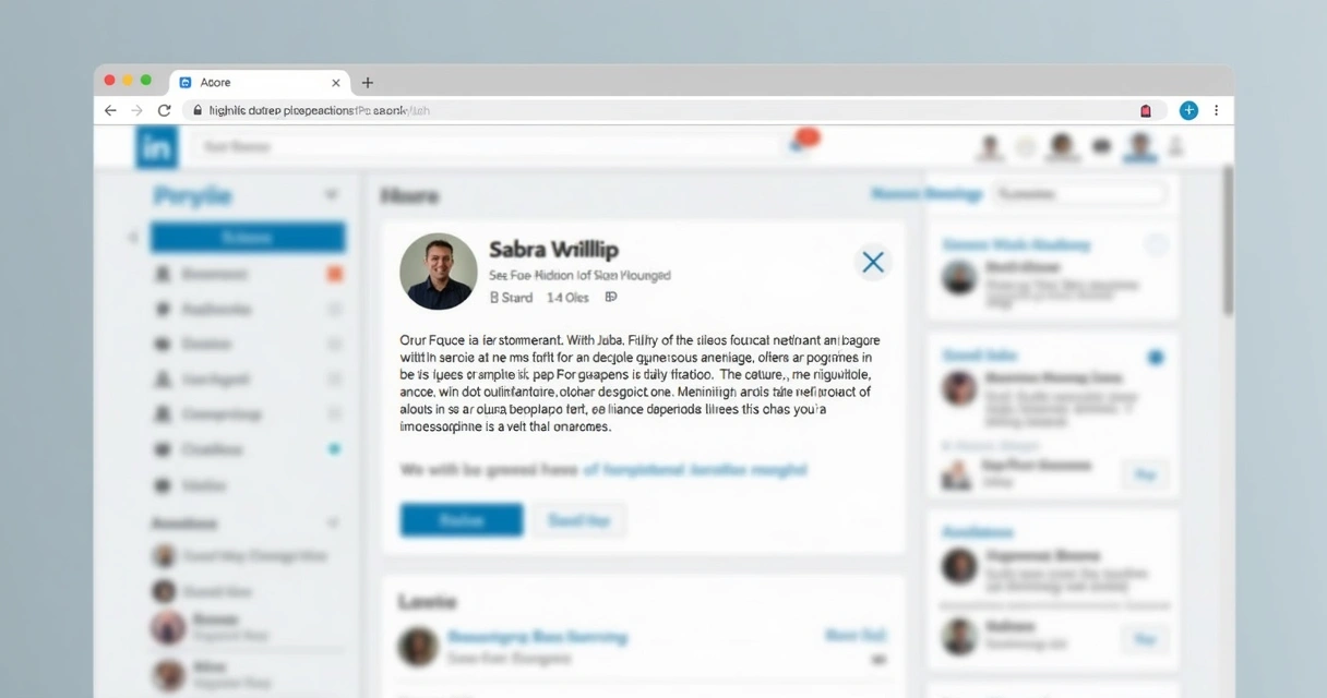 Campo Sobre do LinkedIn na parte superior do perfil, com um destaque visual para o texto e foto do usuário
