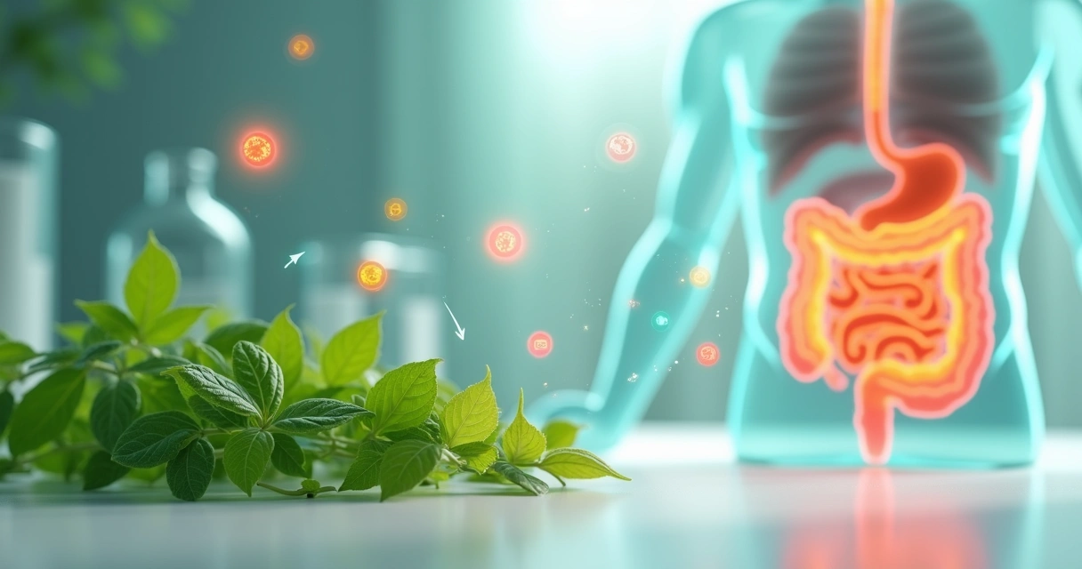 Diagrama de vitaminas e células ao redor de folha de moringa 