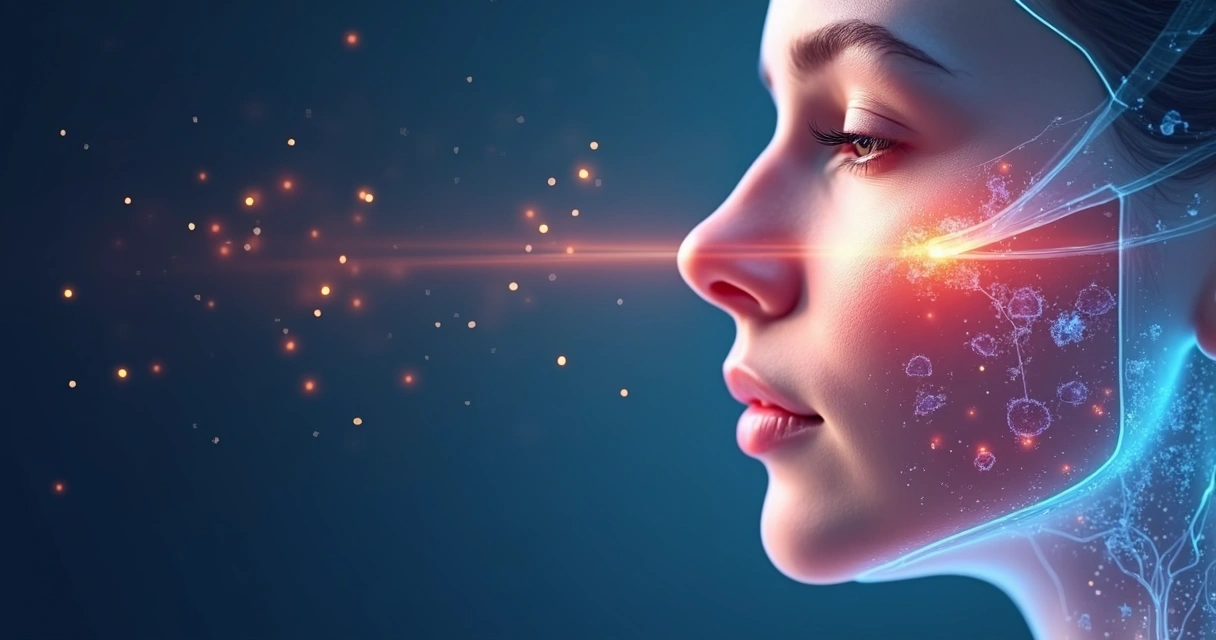 Análise do rosto com destaque para produção de colágeno natural 