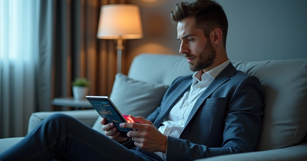 Homem utilizando biofeedback em teste terapêutico 