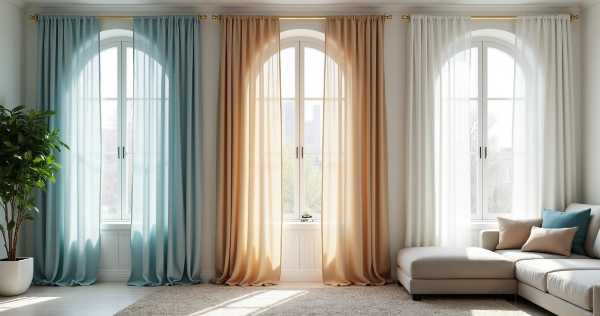 Sala de estar com cortinas blackout de cores diferentes 