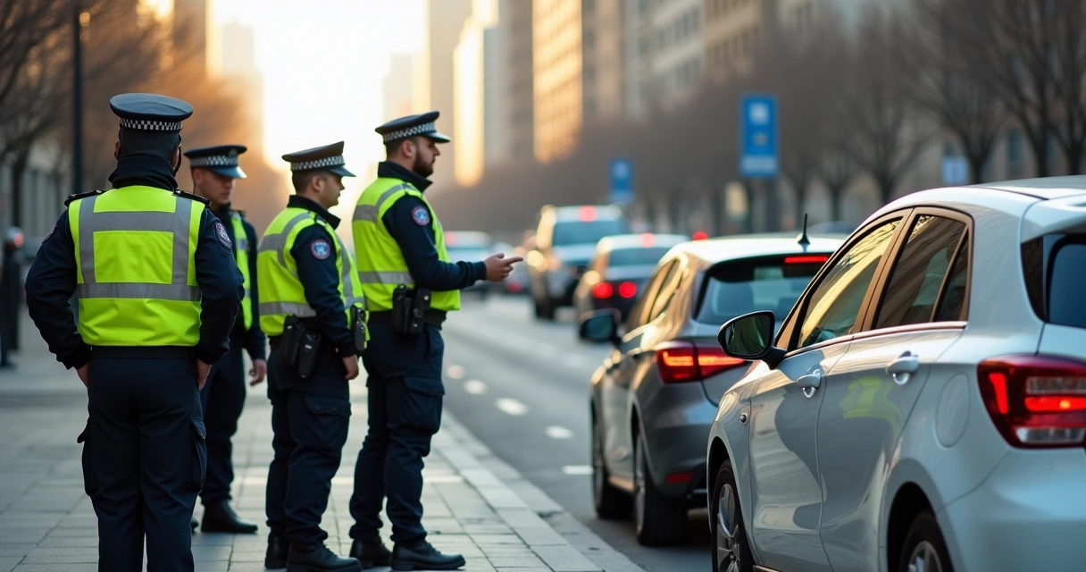 Fiscalização de veículos em blitz policial urbana