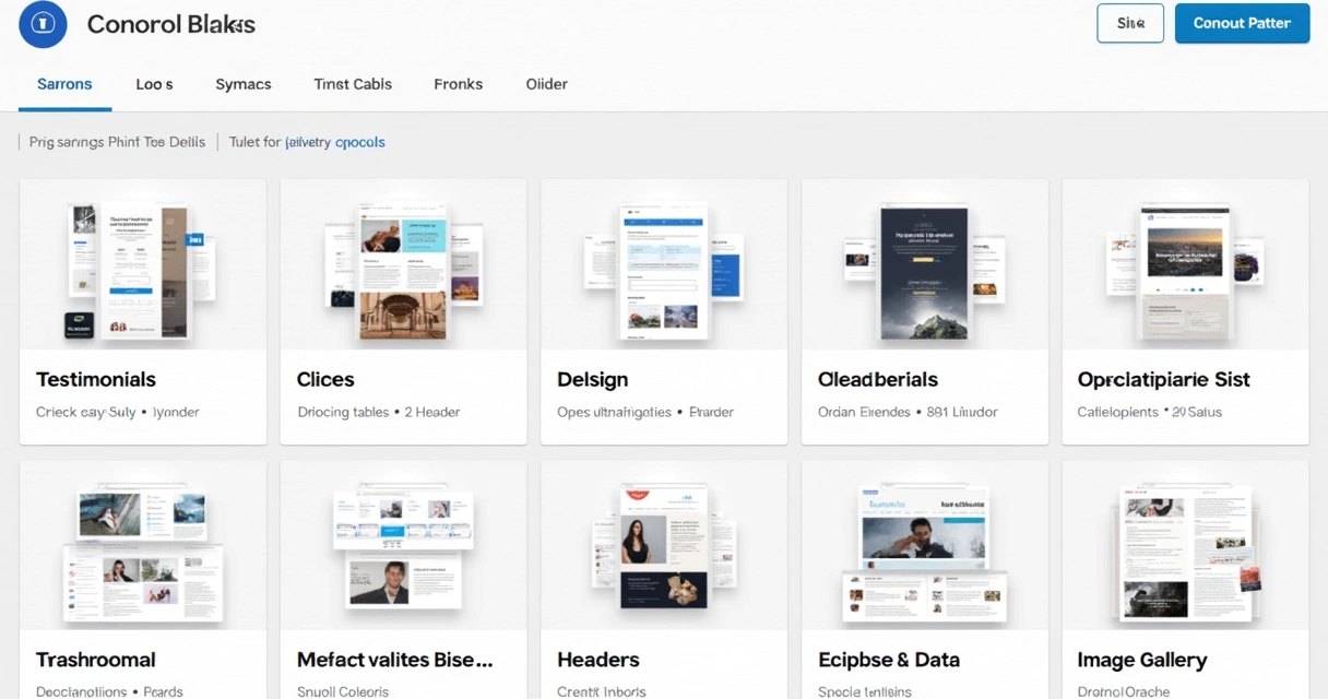 Block pattern library with layout previews in WordPress 