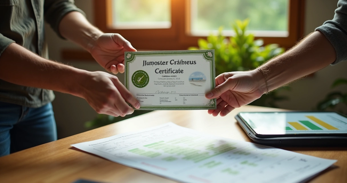 Certificado de carbono sendo entregue a produtor agropecuário 