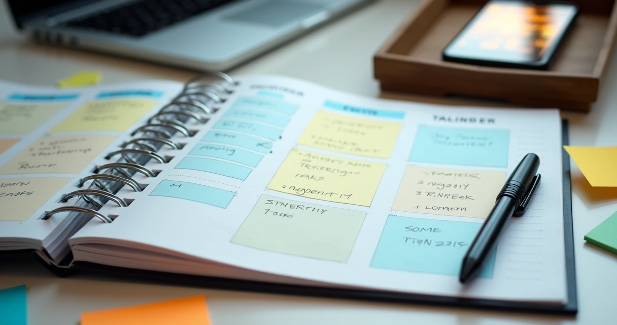 Agenda aberta mostrando blocos do dia separados para tarefas urgentes e importantes 