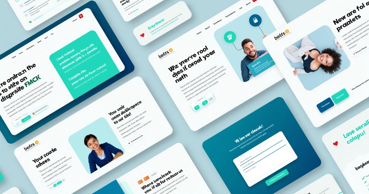 Blocos modulares de landing page alinhados em formato de grid 