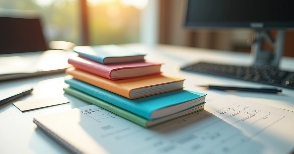 Blocos personalizados coloridos empilhados em uma mesa de escritório