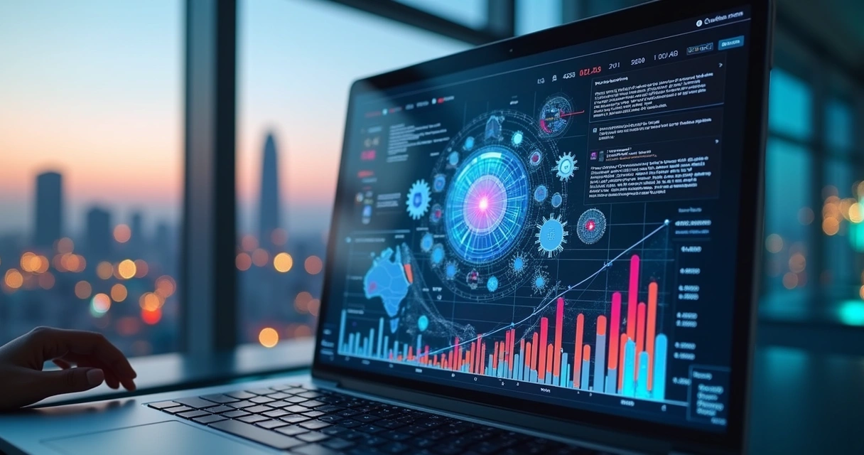 Blog automático criado por IA mostrando gráficos de crescimento 