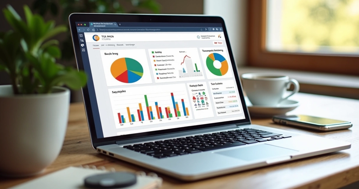 Computador exibindo blog automático de marketing para negócios de Magé 