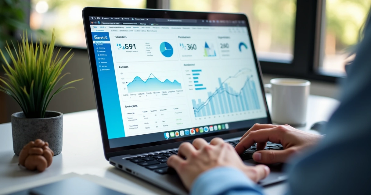 Dashboard automatizado de blog com gráficos de marketing digital 