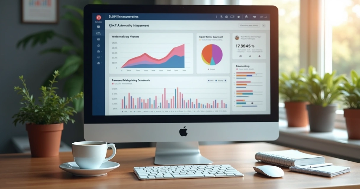 Painel de administração de blog automático com gráficos de desempenho 