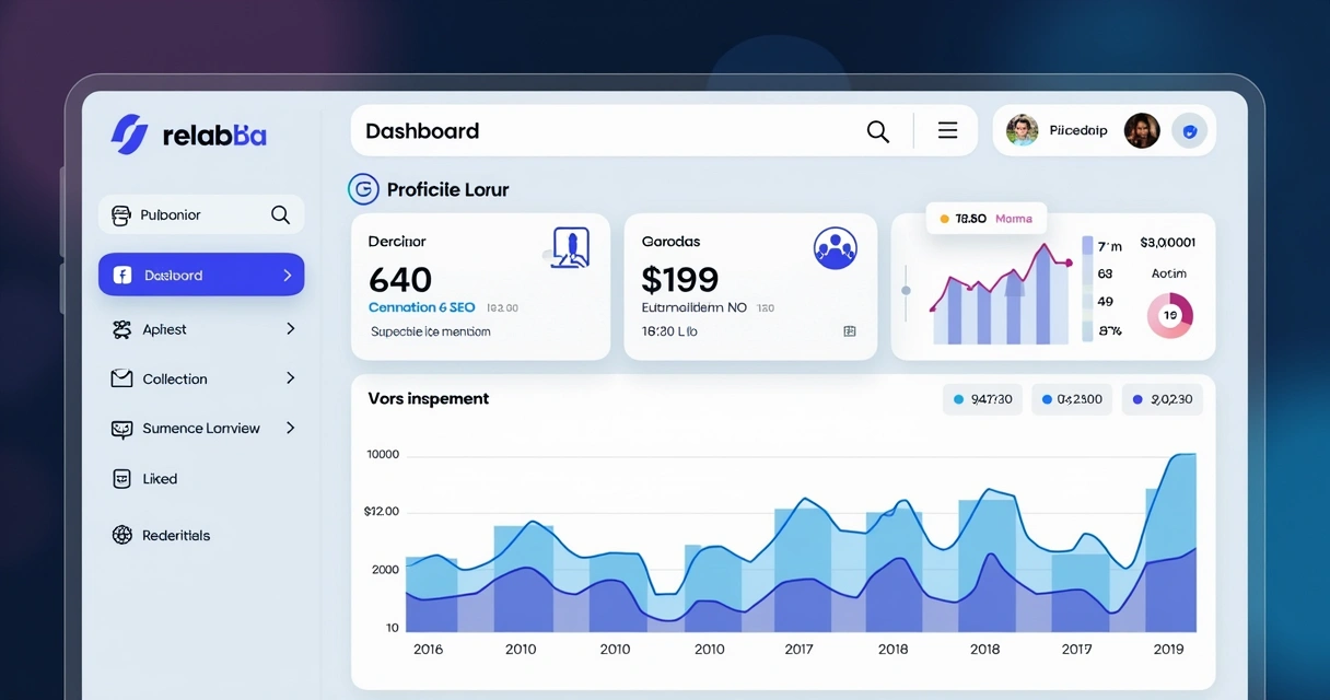 Painel de controle de blog automático com gráficos de desempenho 