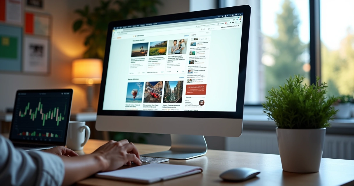 Visual de tela de computador mostrando blog automático gerado pela Automarticles 