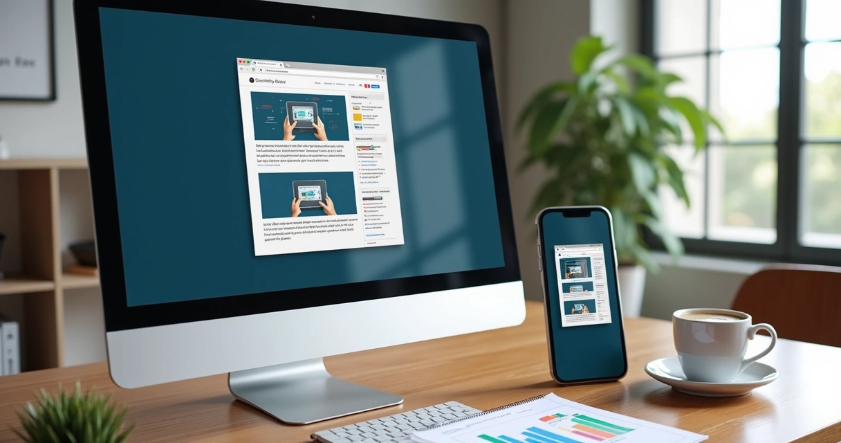 Blog automatizado com conteúdos digitais prontos em computador e celular 