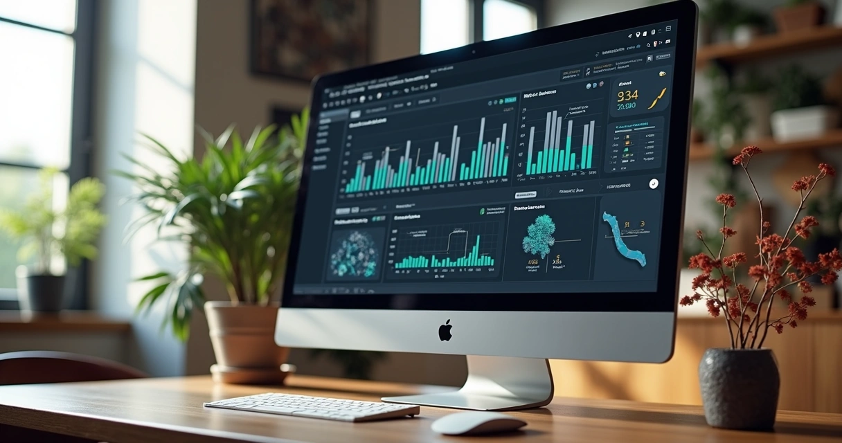 Dashboard de blog automatizado com gráficos de marketing digital 