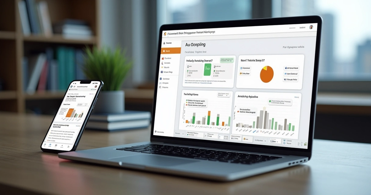 Blog automatizado exibido em computador e smartphone 