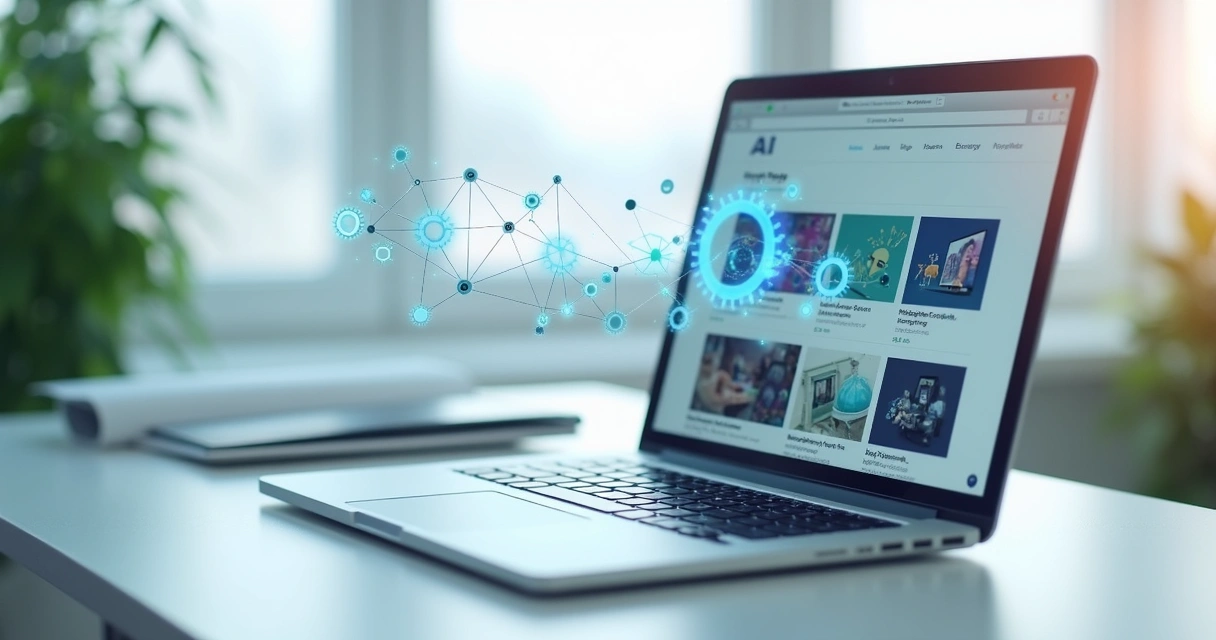 Tela de notebook mostrando blog automático 