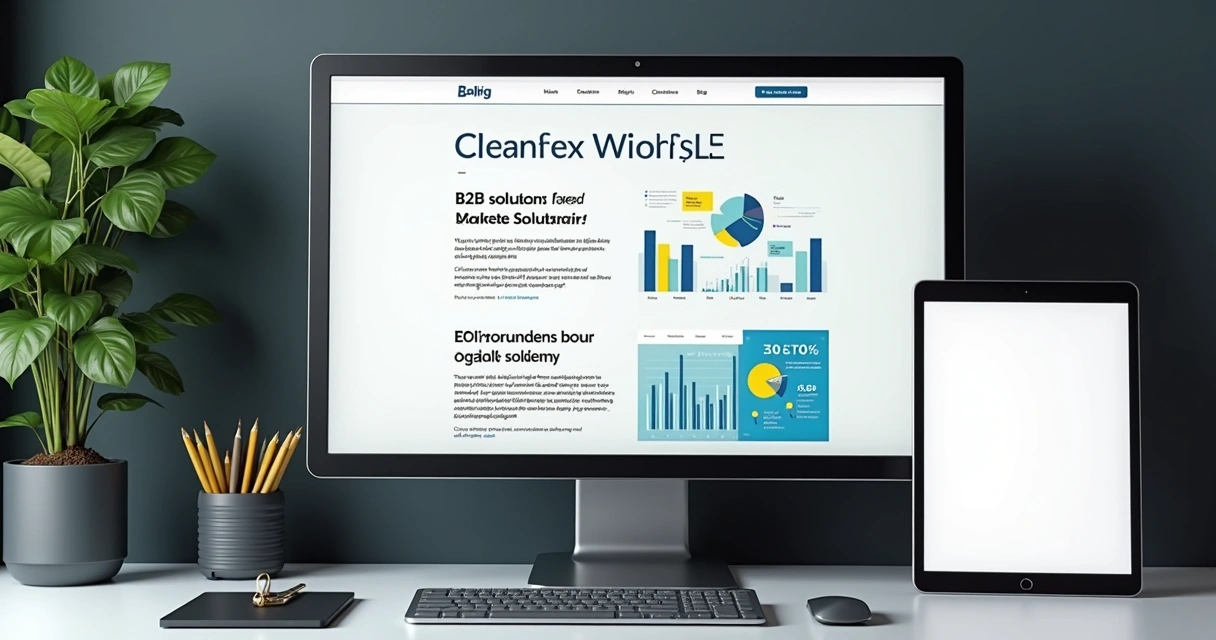Artigos de blog B2B otimizados para SEO em computador moderno 