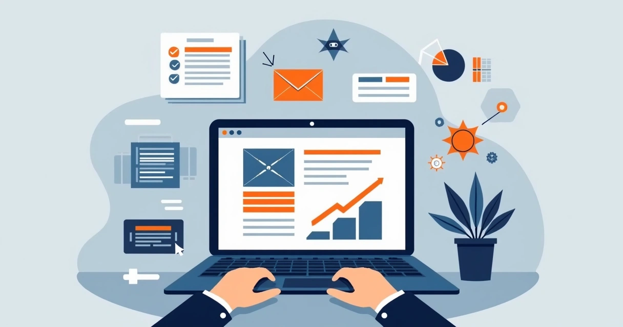 Página de blog exibindo formulários de captação de leads e gráficos de crescimento 