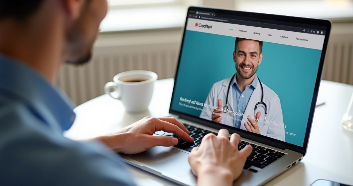 Blog de clínica com artigos educativos em tela de notebook