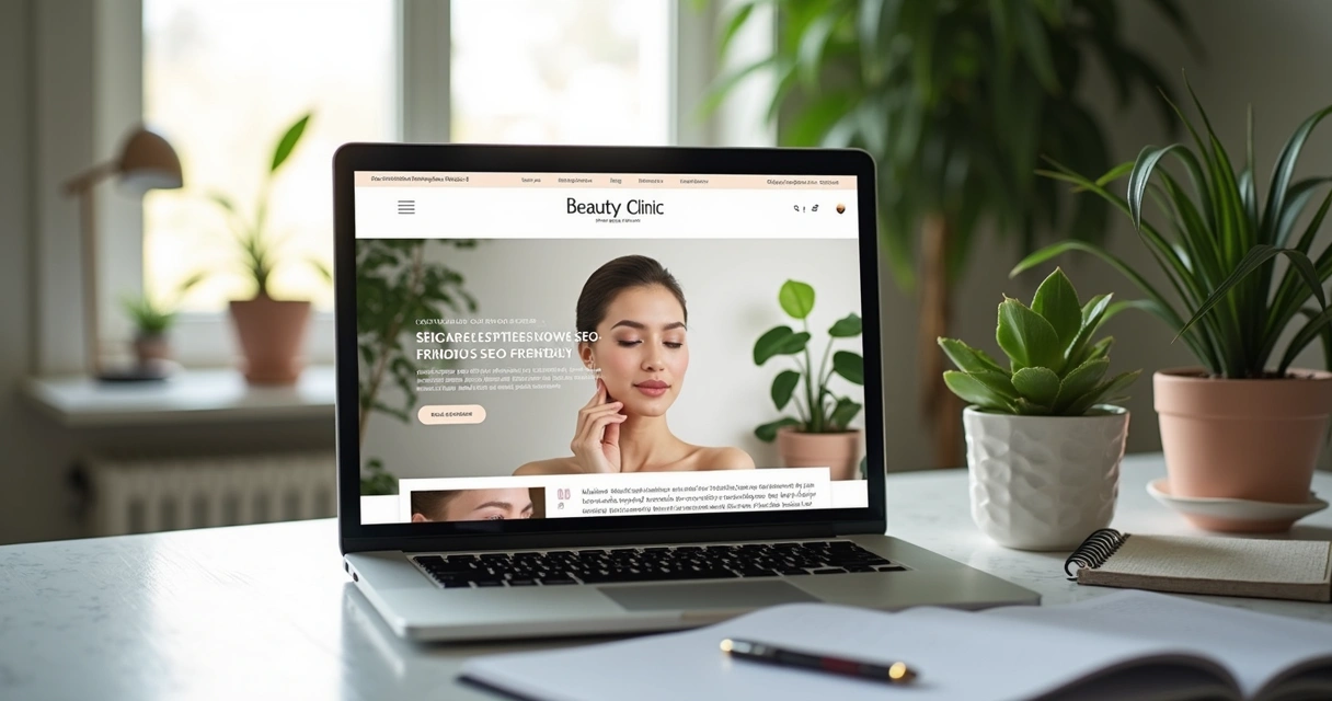 Página de blog sobre estética aberta em notebook, com destaque em texto informativo e imagens. 