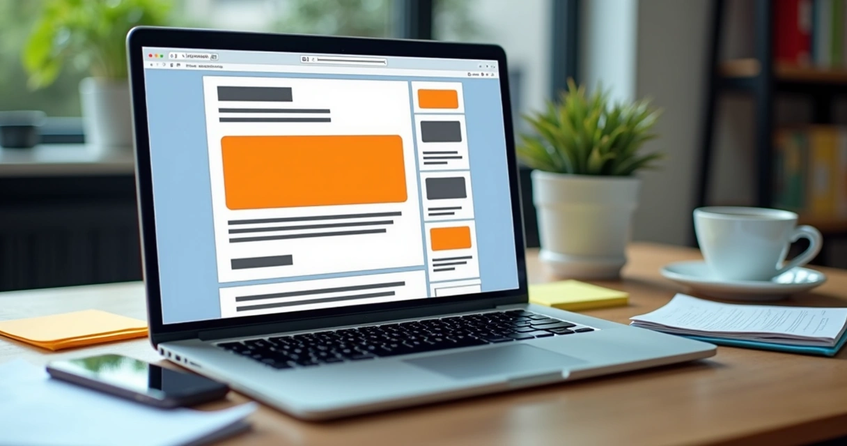 Layout de blog moderno criado com editor visual 