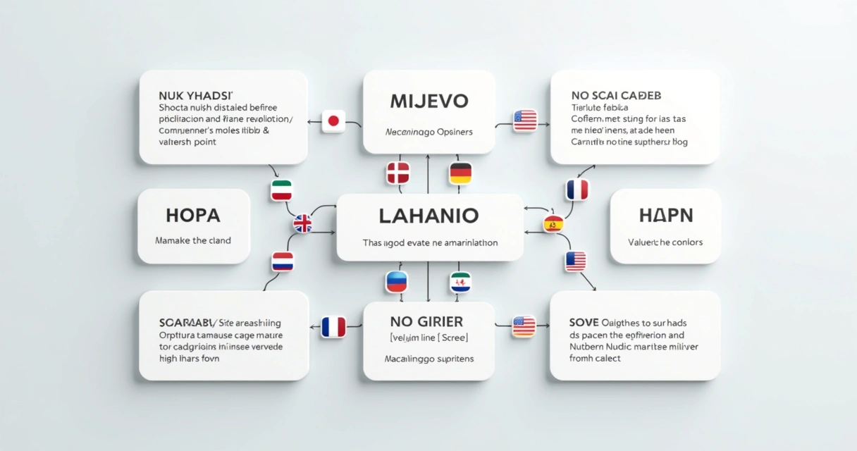Diagramas de estrutura de blog com menus multilíngues. 