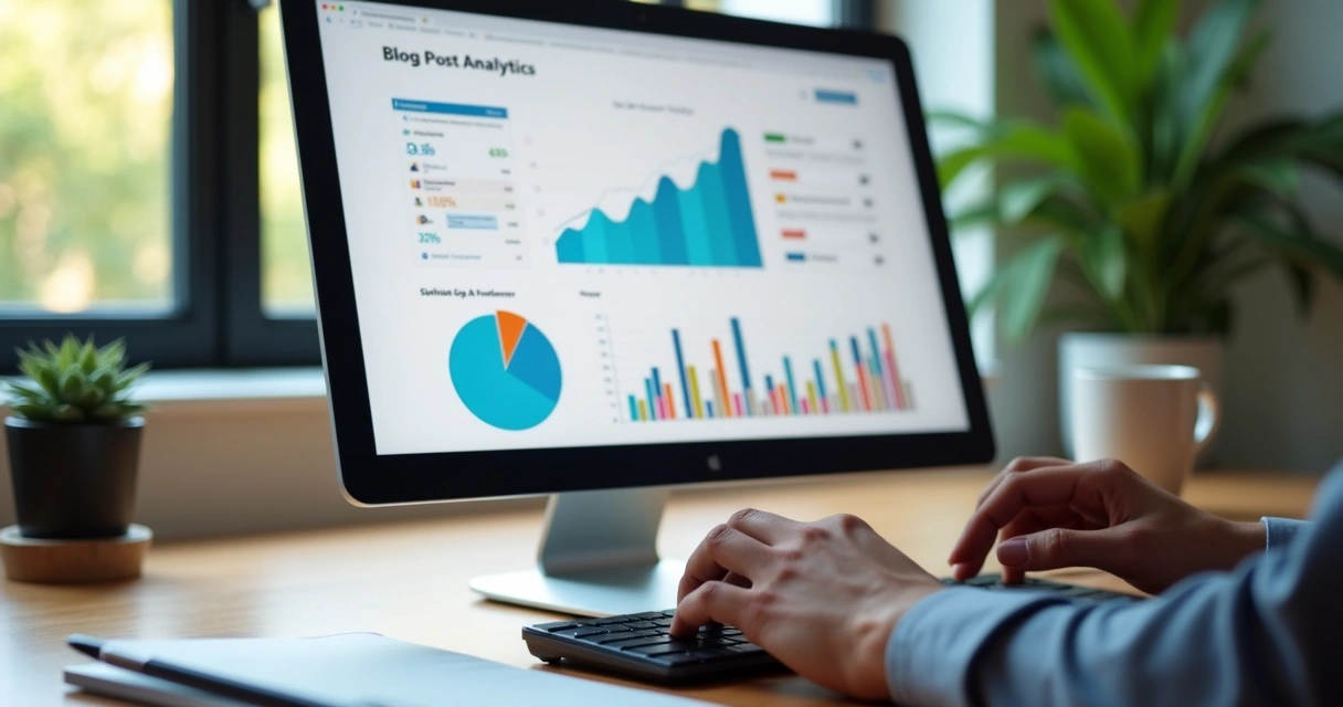 Pessoa digitando em teclado com gráficos digitais ao fundo