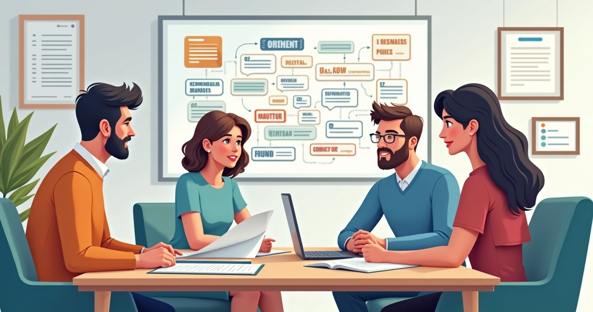 Equipe multidisciplinar planejando conteúdos para blog de setor regulado 