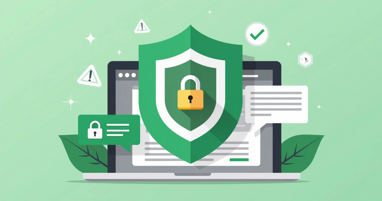 Ícone de escudo protegendo um canal de WhatsApp contra bloqueios, com cadeado e marcações de segurança. 