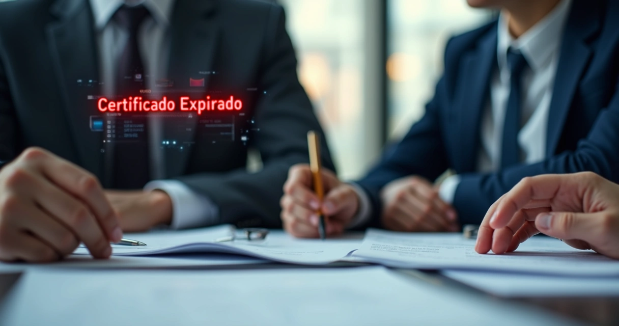 Tela de erro com mensagem de certificado expirado em sistema fiscal 