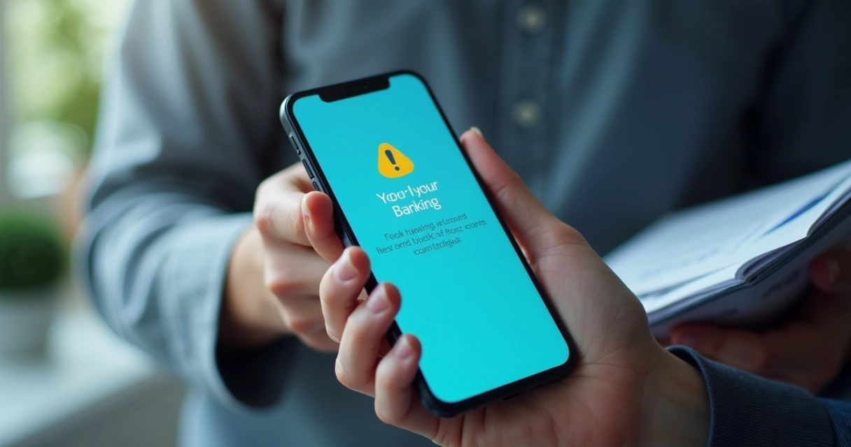 Tela de celular com aviso de conta bloqueada