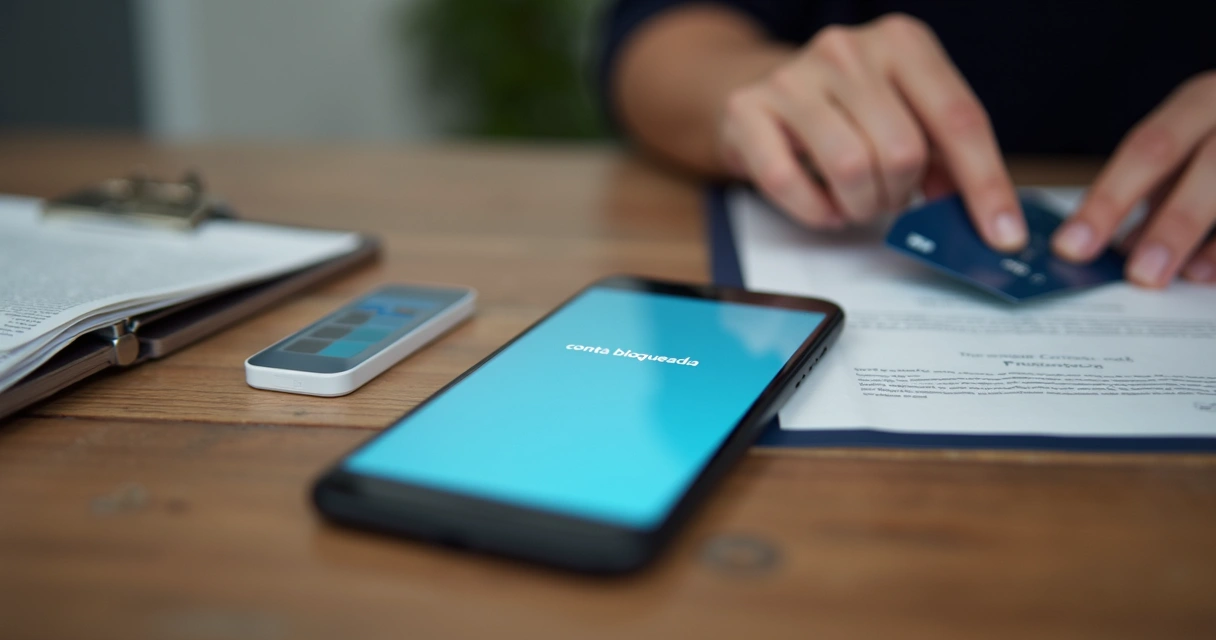 Bloqueio de conta bancária digital em celular