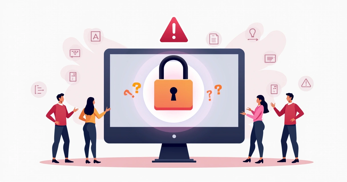 Ilustração de uma conta digital bloqueada em tela de computador 