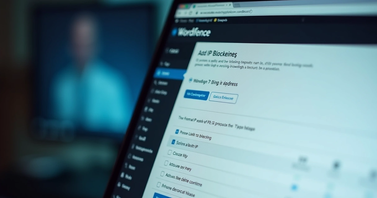 Interface de bloqueio de IPs no Wordfence 