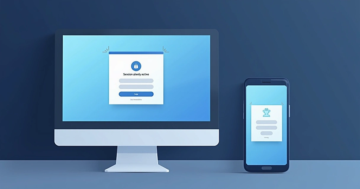 Tela de curso online mostrando mensagem de sessão já ativa para bloqueio de login simultâneo