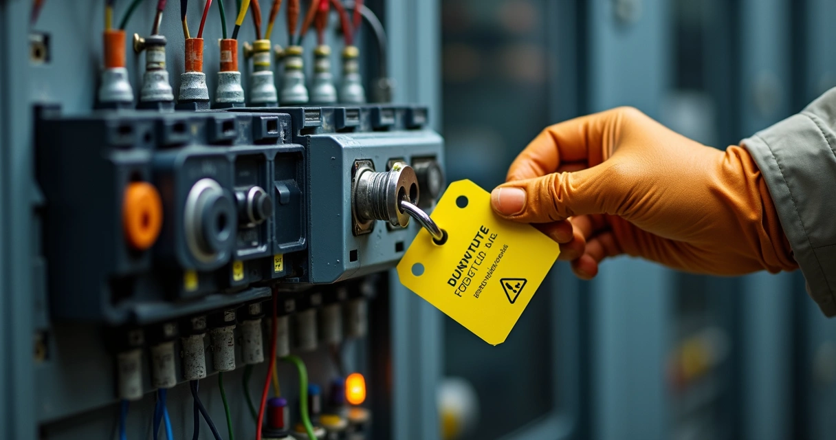 Procedimento de bloqueio e etiquetagem no painel elétrico